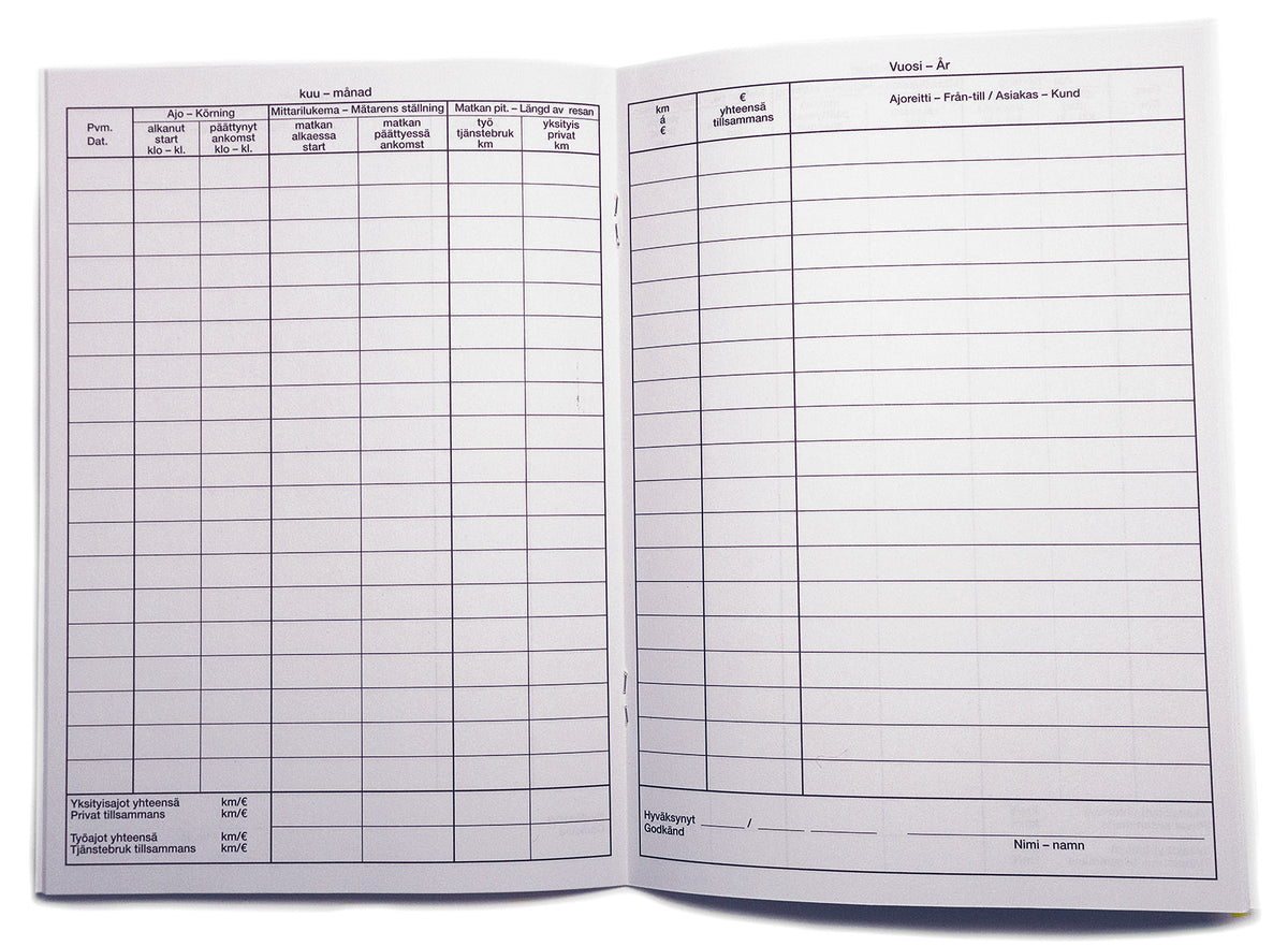 Driving logbook 187 A5 mvk 32 s bilingual